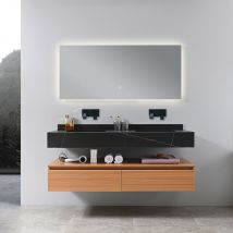 Bellegno - Meuble salle de bain double vasque noire ROSA 140 cm + miroir