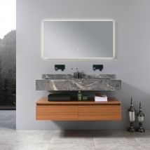 Bellegno - Meuble salle de bain double vasque grise ROSA 120 cm + miroir