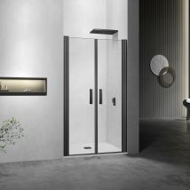Grand Verre - GRAND VERRE Porte de douche battante 90x197 à largeur réglable cm verre 6mm et profilés noirs