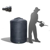 Ds Eau - Récupérateur Eau de Pluie Hors-sol 500 Litres Rond DS Eau Gris Anthracite + connectique d'entrée Garantie 5 ans