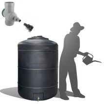 Ds Eau - Récupérateur Eau de Pluie Hors-sol 1000 Litres Rond DS Eau Gris Anthracite + connectique d'entrée et Filtre gouttière Garantie 5 ans