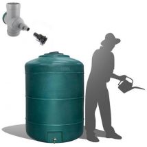 Ds Eau - Récupérateur Eau de Pluie Hors-sol 1000 Litres Rond DS Eau Vert+ connectique d'entrée et Filtre gouttière Garantie 5 ans