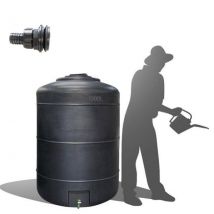 Ds Eau - Récupérateur Eau de Pluie Hors-sol 1000 Litres Rond DS Eau Gris Anthracite + connectique d'entrée Garantie 5 ans