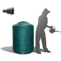 Ds Eau - Récupérateur Eau de Pluie Hors-sol 500 Litres Rond DS Eau vert + connectique d'entrée Garantie 5 ans