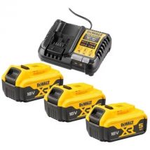 Dewalt - Pack 3 batteries 18V XR 5Ah + chargeur - DEWALT - DCB1104P3-QW