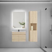 Aica Sanitaire - Ensemble meuble vasque 60cm lavabo + colonne + miroir
