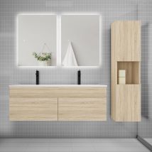 Aica Sanitaire - Ensemble meuble vasque 120cm lavabo + colonne + miroir