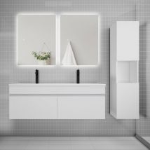Aica Sanitaire - Ensemble meuble vasque 120cm lavabo + colonne + miroir