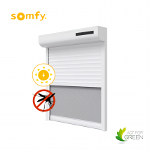 Starvolets - Volet Roulant Solaire SOMFY avec moustiquaire intégrée Aluminium Blanc 110x150 cm