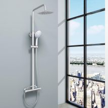 Ocean Sanitaire - Colonne de douche thermostatique ronde chromée avec pomme de douche à effet pluie 200 mm OCEAN