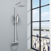 Ocean Sanitaire - Colonne de douche thermostatique carrée chromée avec pomme de douche à effet pluie 200 mm OCEAN