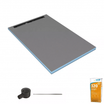 Wedi - Receveur de douche à carreler 120 x 80 cm WEDI Fundo Riolito Neo avec écoulement horizontal + barrette de finition 70 cm + colle à carrelage