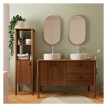 Mob In - Meuble double + vasque noyer +vasque+robinet+miroir+colonne JOY