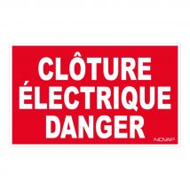 Novap - Panneau Danger clôture électrique - Rigide 330x200mm - 4160146