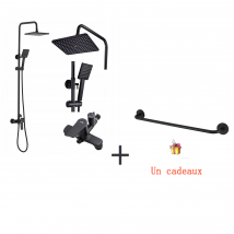 Auralum Max Colonne De Douche Interrupteur À Poignée Ensemble De Douche+porte-serviettes De Salle De Bain,auto-adhésif/ Perçage,60cm,en Inox 304