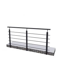 Aica Sanitaire - Garde-corps noir en aluminium 2m intérieur et extérieur fixation latérale
