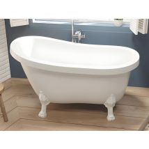 Vente-unique - Baignoire îlot rétro avec pieds de lion blancs - 200 L - 145 x 74 x 77 cm - Blanche - NISOS II