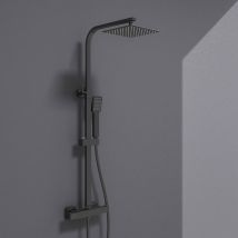 Aica Sanitaire - Colonne De Douche Thermostatique Carrée Noire Avec Réglage En Hauteur Aica