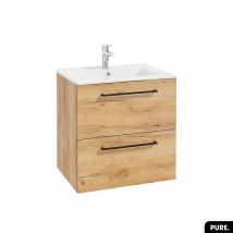 Otitec - Ensemble Meuble Sous Vasque Avec Vasque - Siphon Offert | Pure | Oak | 60 × 60 × 45