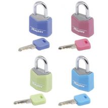 Master Lock Lot De 4 Cadenas 20mm - Couleurs Assorties - Pour Bagage, Valise, Sac A Dos