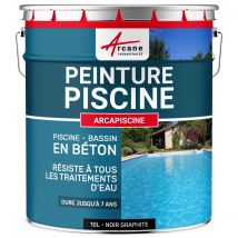 Peinture Piscine Béton - 12 Couleurs - Haute Resistance 7 Ans - Arcapiscine Noir Graphite Ral 9011 - 10 L - Arcane Industries