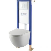 Planetebain - Pack Wc Suspendu Gain De Place Bâti Universel Siamp + Cuvette Sans Bride Corolla