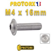 Protorx - Vis À Métaux Tête Bombée Six Pans Creux À Embase: (m4 X 16mm) X 30pcs | Acier Inox A2 | Usage Exterieur-intérieur | Norme Iso7380-2