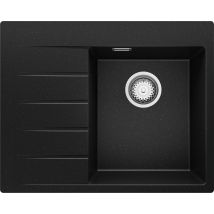 Evier Cuisine En Granit Noir Métallisé 62x50cm, Lavabo 1 Bac + Kit De Vidage, Évier À Encastrer Au Meuble 40cm - Sydney De Primagran