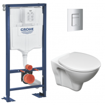 Grohe Pack Wc Bâti Autoportant Solido + Wc Cersanit S-line Pro Avec Abattant + Plaque Chrome (autoportant-s-linepro-1)