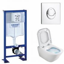 Pack Wc Grohe Rapid Sl + Cuvette Gap Cleanrim Roca + Plaque Chromée