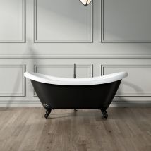 Rogier & Mothes - Baignoire Ancienne Rétro Sur Pieds Darlington Noire 175 Cm Pieds D'aigle Noirs