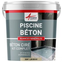 Kit Béton Ciré Piscine Béton - Rénovation Et Etanchéité - 32 M² - Lin Beige - Arcane Industries