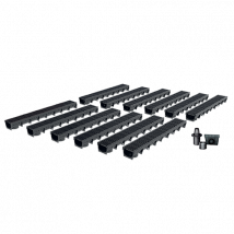 Pack De 12 Caniveaux Extérieurs Avec Grille À Fentes Longitudinales En Plastique Recyclé Noir Meapark - Largeur Utile 10cm – Passage Piéton