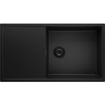 Evier Cuisine En Granit Tout Noir 90x50cm, Lavabo 1 Bac + Kit De Vidage, Évier À Encastrer Au Meuble 60cm - Ibiza De Primagran