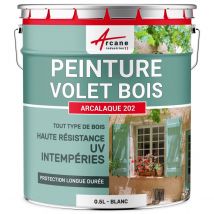 Peinture Volet Bois Extérieur - Laque Effet Tendu Longue Durée Blanc - Ral 9003 - 0.5 L - Arcane Industries