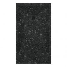 Kroos - Receveur De Douche Terrazo Noir, Finition Lisse Stone 3d, Grille De Couleur - 180 X 80 Cm