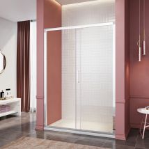 Sirhona Porte De Douche Coulissante 140x185 Cm Porte De Douche Coulissante Réglable - Cadre En Aluminium - Verre 5mm
