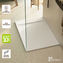 Receveur De Douche Extraplat Magnus - Texture Ardoise En Mineral Composite Blanc - L140*l70*h3cm - Lavaberg By Sanizeo