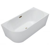 Balneo Baignoire Semi-îlot Murale 170x80cm Droite, Accessoires Doré, Acrylique Thermoformé 3.5mm, Avec Pieds Réglables, Avola