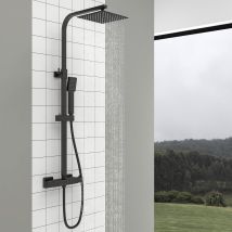 Aica Sanitaire - Aica Colonne De Douche Thermostatique Ensemble De Douche Avec Douche De Tête Supérieur Ultra-mince Noir