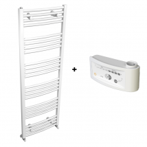 Thermador - Sèche-serviettes Mahana Galbé Mixte 598w + Kit Elec 500w En Acier Blanc - Mah6001238gm