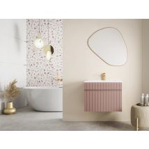 Vente-unique - Meuble Sous Vasque Suspendu Strié Rose - 60 Cm - Satara