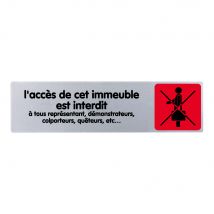 Novap - Plaquette De Porte L'accès De Cet Imeuble Est Interdit Aux Représentants, Démonstrateurs, Colporteurs, Queteurs ... - Couleur 170x45mm - 