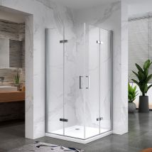 Saniverre - Atéa Cabine De Douche D'angle H 180 Cm, 2 Portes Pliantes Et Pivotantes - Verre Transparent 90 X 120 Cm