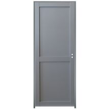 Bloc Porte Athena Ral7035 2 Panneaux H204 X L73 Poussant Gauche Côtes Tableau +poignée Gd Menuiseries
