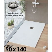 Receveur De Douche Extraplat, Résine, Blanc L.90 X L.140 Cm, Logic De Marque Sanycces + Bonde Extra-plate