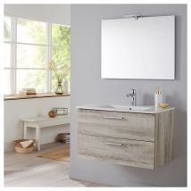 Planetebain - Meuble de salle de bain Mall 80 cm couleur bois blanchi grisé Coral