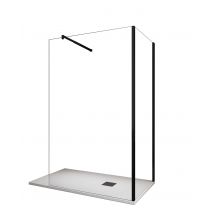 Laneri - Paroi de Douche d'Angle à l'italienne en Verre Transparent 8MM - Cadre Noir 75x90