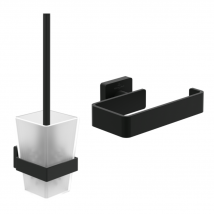 Villeroy & Boch - Dérouleur De Papier Toilette Sans Couvercle + Ensemble Brosse Wc Villeroy Et Boch Striking Chrome Noir Mat