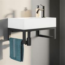 Aquarine - Lave-mains blanc mat avec support noir - CAMDEM PACK - Lave-mains blanc avec support
